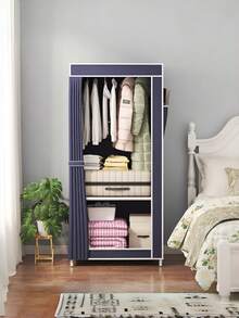 1Pc Easy Assembly Fabric Wardrobe Simple Clothing Storage Cabinet For Bedroom Rental House Home Garment Organizer - View 9