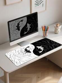 1pc Yin Yang Koi Large Gaming Mouse Pad Non Slip Rubber Bottom Edge Extended Desk Mat For Office Home Computer Laptop Smooth Surface Durable Wear Resistant Waterproof Easy Clean Portable Practical Gift For Gamers Teens Adults Holiday - View 3