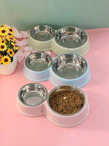 Pet Bowl In 8 Shape Of Stainless Steel With Anti-Slip And Plastic Double For Dogs/Cats - One Piece - Multicolor - View 8