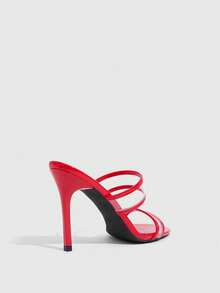 CUCCOO SZL Double Transparent Strap Slim Heel Sandals, Commuter Workplace Model - Red - View 9