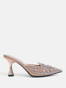 CUCCOO TILAWA Water Drop Pattern Rhinestone Elegant Sexy Pointed Women's High Heels - Exquisite And Fashionable Design, With A Pedal Design Stiletto Women - Champagne - View 2