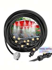 1Set 20M 65.6ft Misting System Brass Nozzles 3 4 Inch Adapter Outdoor Cooling Mist Line For Patio Garden Greenhouse Deck Umbrella Trampoline Water Park - Misting Cooling System - View 2