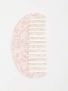 1PC Acetic Acid Plate Wide-Tooth Comb, Cute Portable Half-Circular Design, Ideal For Barber Salon, Beauty, Daily Hair Care, Back To School, Travel, And Holiday Essentials. - Pink - View 3