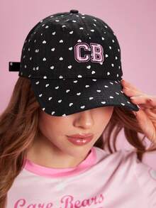 SHEIN X Care Bears 時尚經典休閒甜美基礎百搭運動粉色可愛熊女士棒球帽 防曬遮陽 日常穿搭 立體版 禮物 - 黑色 - 查看 8