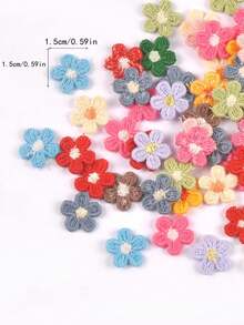 50pcs 1.5cm Multi-Color 5-Petal Flower Trim (Without Adhesive Backing), DIY Craft Material For Clothing, Hat Decor, Assorted Colors - multicolor - View 4