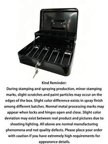 Large‑Capacity Secure Cash Box With Spring‑Clip Security Lock, Heavy‑Duty Metal Structure, Non‑Removable Coin Tray & Cash Organizer - Multicolor - View 8