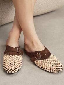 Solecia Ladies Metal Decoration Fashion Daily Travel Casual Half Slippers - Oatmeal Apricot - View 9