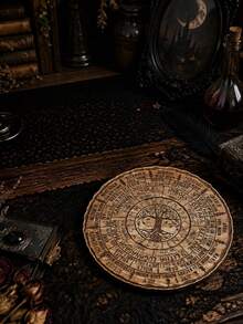 1pc Wooden Astrology Divination Plate, Starry Sky Design Desktop Ornament, Mystical Home Decor Gift For Shelf Desk Coffee Table - 1PC - View 5