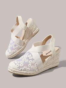 Styleloop 麻繩編織女款楔跟厚底鞋 度假風 BOHO 風 美式復古 波希米亞風 西部風 音樂節慶穿搭 - 裸杏菊花網 - 查看 3