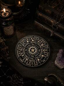 1pc Wooden Astrology Divination Plate, Starry Sky Design Desktop Ornament, Mystical Home Decor Gift For Shelf Desk Coffee Table - 1PC - View 6