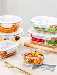 Haus Hana Madebyblanc 1pc Microwave Can Heat Glass Lunch Boxes For Office Workers, Lunch Boxes For Refrigerators, And Large Capacity Fresh-Keeping Bowls With Rice And Meal Boxes,Kitchen,Christmas Gift - transparent color - View 3