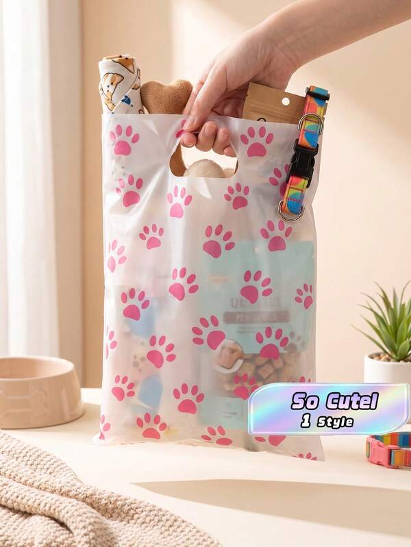 50 piezas Bolsa de regalo con estampado de huella de pata rosa, bolsa de envoltura de regalo, bolsa de favor de fiesta, bolsa de tote, bolsa de embalaje de regalo, bolsa de almacenamiento, decoración de fiesta temática, decoración de fiesta de 1er cumpleaños, suministros de boda, regalos de ducha de bebé, suministros de fiesta de revelación de género, regalos de cumpleaños de vacaciones