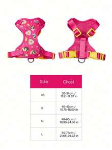 THE POWERPUFF GIRLS X PETSIN POWERPUFF GIRLS 1件粉黃色寵物胸背帶，卡通愛心印花，鮮豔多巴胺配色設計，透氣網布材質，可調節舒適，適合小型犬，可愛時尚適用日常散步 - 紅色 - 查看 3