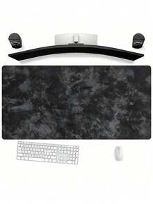 1PC Black Textured Gaming Mouse Pad Extra Large Full Desk Gray Stone Non Slip Rubber Waterproof Stitched Smooth Scratch Easy Clean Desk Mat Keyboard Office Workstation Gift Gamers Programmers - multicolor - View 2
