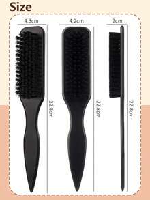 Sharp Tailed Beard Brush For Men, Vintage Oil Head Styling Comb For Slick Back Ponytail & Bun, Edge Control Parting Tool For Smoothing Baby Hairs, Barber Salon Grooming Kit - Multicolor - View 4