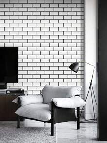 Black Line White Brick White Line Black Brick Geometry Modern And Simple Style Suitable For Home Decoration, Kitchen Cabinets, Tables And Chairs, Room Backgrounds, Home Renovation DIY, Waterproof And Stain Resistant, - multicolor - View 5