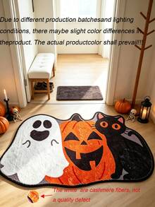 Halloween Imitation Cashmere Doormat, Wear-Resistant Entryway Floor Mat, Easy Care Decorative Rug For Living Room - B - View 4