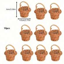 1/5/10/20/30pcs Mini Woven Rattan Decorative Baskets, Decorative Photo Props Small Woven Rattan Handheld Baskets, Rustic Style Furniture Decoration Baskets, Dollhouse Accessories, Diy Projects - Multicolor - View 10