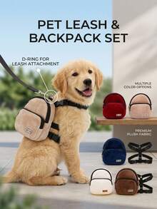 PETSIN 1PC Korean Style Plush Pet Self Backpack Harness Bag, Soft Fluffy Short Velvet Material With Solid Color Minimalist Mini Backpack Shape & Double Zipper Storage Pockets, Adjustable Strap Design For Carrying Pet Snacks Poop Bags Small Supplies - Multicolor - View 1