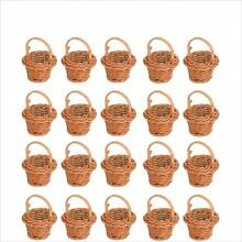 1/5/10/20/30pcs Mini Woven Rattan Decorative Baskets, Decorative Photo Props Small Woven Rattan Handheld Baskets, Rustic Style Furniture Decoration Baskets, Dollhouse Accessories, Diy Projects - Multicolor - View 13