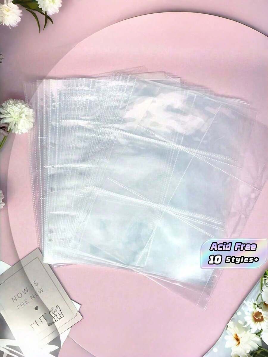 10 PCS A4 Size Korean Photo Card Binder Pages Multi Pocket Design Acid Free PP Material For Kpop Album Refill Scrapbooking Journal Supplies Now - transparent - View 1