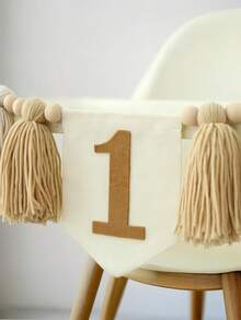 1PC First Birthday High Chair Banner Tassel Flower Garland Boho Style Party Decor Khaki Blue Gray Green Brown Wild Tassel Garland - View 5