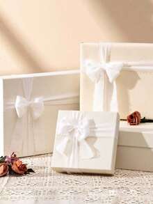 White Satin Ribbon, Christmas Chiffon Ribbon, Christmas Gift Ribbon Set, Suitable For Wedding Decoration, Wedding Invitations, Bouquet Wrapping, Fresh Flower Bouquets, Bridal Bouquets, DIY Crafts - White - View 6