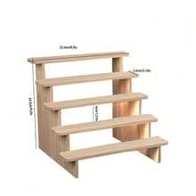 Soporte de escalera de madera maciza para escritorio, organizador de figuras, estante para mini plantas suculentas - Color del registro - Ver 5