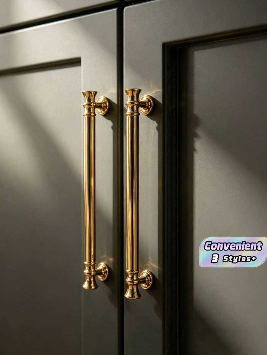Made Of Solid Zinc Alloy For Sturdy And Long‑Lasting Performance. Bright Gold Glossy Finish Delivers Elegant French Luxury Style. Single‑Hole Design For Quick And Easy Installation. Perfect Match For Wardrobe, Cabinet, Drawer And Various Home - multicolor - View 1