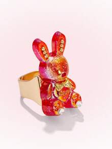 Popjeli 18k Gold-Plated Copper Acrylic Gradient Jelly 3D Rabbit ...