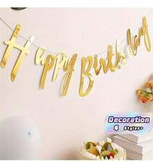 Golden Flag Birthday Party Background Decoration Gold Silver Black Colorful Party Supplies Birthday Decoration - Gold - View 1