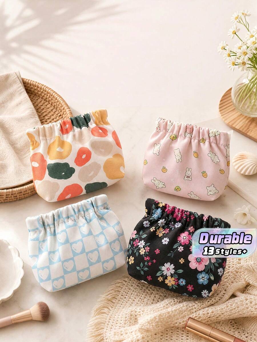 1 Pack Waterproof Sanitary Pad Storage Pouch, Multi-Functional Portable Period Care Bag For Menstrual Cups Panty Liners, Compact Mini Cosmetic Bag Pencil Case Coin Purse, Travel Essential & Practical Gift - Multicolor - View 1