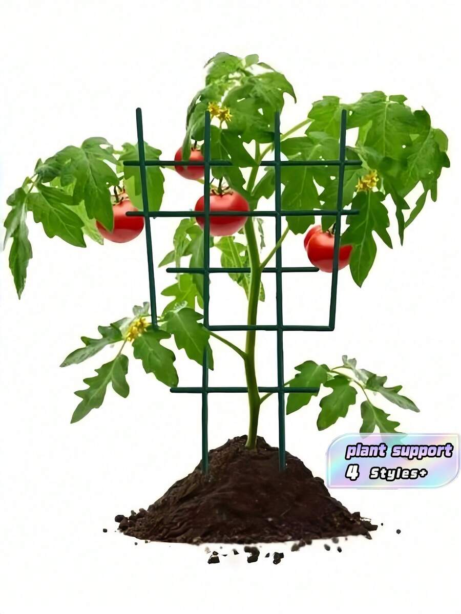 方形植物支撐籠附種植袋,堅固番茄攀爬架,耐候耐用,省空間設計,適用於室內外花園、陽台、露台、溫室,蔬菜、攀緣植物與花卉展示 - 綠色 - 查看 1