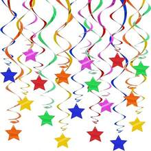 Assorted Rainbow Pre-Strung Stars Hanging Swirls Rainbow Hanging Decorations For Baby Shower Wedding Birthday Party Decorations Supplies - multicolor - View 1