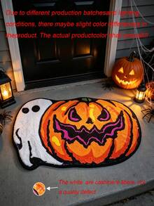 Halloween Imitation Cashmere Doormat, Wear-Resistant Entryway Floor Mat, Easy Care Decorative Rug For Living Room - C - View 7