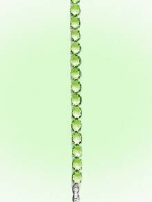 Popjeli Women's Tennis Chain Bracelet Oval Cut Full  Crystal Stone Sparkling Bracelet For Daily Party Jewelry - Oval Green Imitation Swarovski Crystal Bracelet - View 7