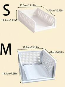 1PC Foldable Stackable Storage Basket Drawer Organizer Box For Closet Clothing Dresser Shelf Rack Bedroom Kitchen Desktop Snack Display Holder Collapsible Bin Container For Home Organization Wardrobe Tidy - White - View 11