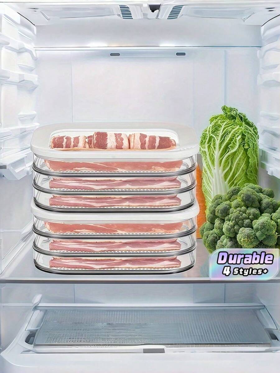 1/2/3/4‑Tier Stackable Food Storage Containers, Leak‑Proof Sealed Food Keeper For Refrigerator - Multicolor - View 1