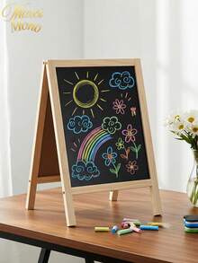 Set Of 1 Blackboard Easel, 19*30 Cm / 25*40 Cm, Double-Sided Blackboard Sign With Eraser, Wooden Tabletop Menu Board, Suitable For Tabletops, Weddings, Restaurants And Home Decor (Black And White) - 1PC - View 8
