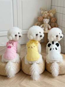 PETSIN 1PC Ins Style De Velvet Embroidered Pet Tank Top, Warm Spring Outfit For Teddy Bichon Poodle - Multicolor - View 4