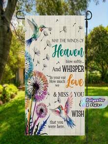 1PC Angel Wind Garden Flag, Double-Sided Memorial Floral Hummingbird Design, Vibrant Durable Polyester For Outdoor Home, Yard, Patio, Celebration, No Pole Included - multicolor - View 1