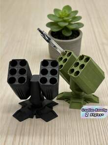 1PC 3D Printed Detachable Removable Military Artillery Cannon Shape Pen Pencil Holder Desk Organizer Office Desktop Decor Storage Rack Creative Unique Gift For Military Enthusiasts Hobbyists Collectors Men Minimalist Multi-Functional - Multicolor - View 2