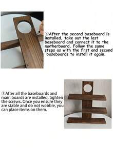 1pc Retro Wooden Perfume Rack, Vintage Solid Wood Multi-Layer Cosmetic Display Shelf - Black - View 5