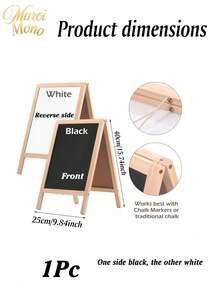 Set Of 1 Blackboard Easel, 19*30 Cm / 25*40 Cm, Double-Sided Blackboard Sign With Eraser, Wooden Tabletop Menu Board, Suitable For Tabletops, Weddings, Restaurants And Home Decor (Black And White) - 1PC - View 4