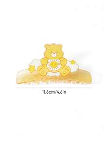 SHEIN X Care Bears 時尚可愛卡通髮夾，適合女孩與女士，居家、沐浴、美容護理、髮型造型完美適用 - 黃色 - 查看 4