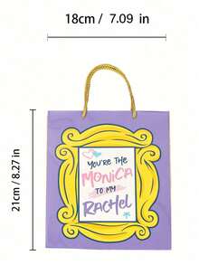 FRIENDS X POKOJA LAND A Paper Gift Bag With A Handle, Featuring A Nice Pattern, Made Of Paper, Sturdy And Durable, Suitable For Holiday Gift Wrapping And Celebrations, Strong And Long-Lasting. - View 3