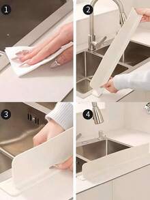Silicone Sink Baffle Splash Guard With Suction Cup Splash Guard And Drip Catcher Tray Handle Drip Tray Kitchen Sink Mat Drip Tray Faucet Splash Cover Countertop Protector Bathroom Accessories Kitchen Essentials Household Items Kitchen Gadgets - A - View 6