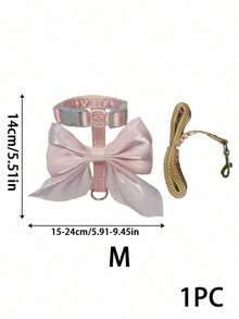 PETSIN 1PC Must-Have Cute Shiny Big Bow Cat Harness Leash Set Soft Nylon Webbing I-Shaped Cat Harness Escape-Proof No Choke Adjustable Cat Walking Leash Comfortable Breathable Pet Harness With Glossy Satin Bow Decor Hands-Free Cat Traction Rope Anti-Escape - Multicolor - View 20