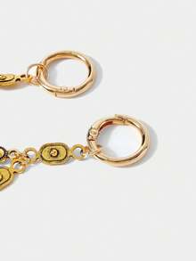 SHECARRY 1pc Vintage Coin Tassel Metal Bag Chain, Bohemian Style Accessory For Vacation, Party - Gold - View 5