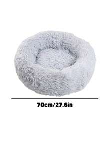 1PC Light Gray Round Warm Thick Pet Bed Mat Multiple Sizes For Medium Small Cats Dogs Indoor Use Soft Cozy Full Season Essential For Pet Lovers Non Detachable Cushion - Grey - View 9